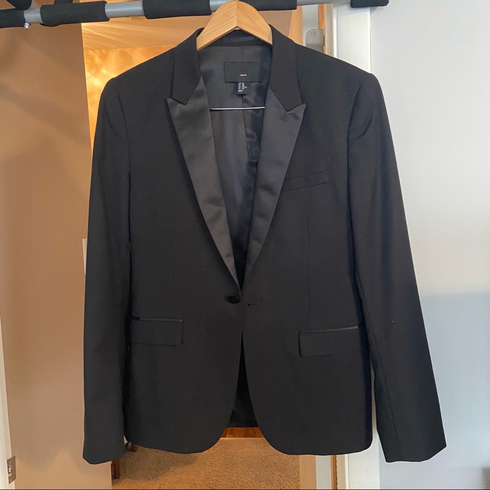 H&M black slim fit 1 button jacket